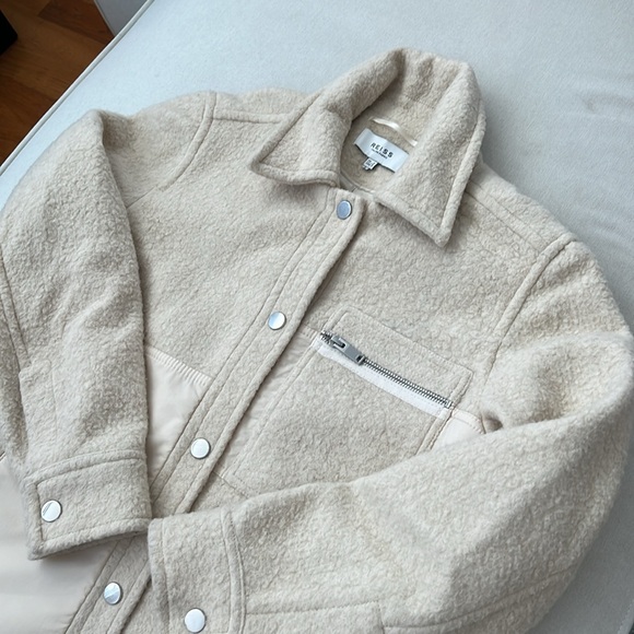 Reiss LIO TEXTURED WOOL BLEND SHACKET Cream Size 2 - Picture 10 of 11